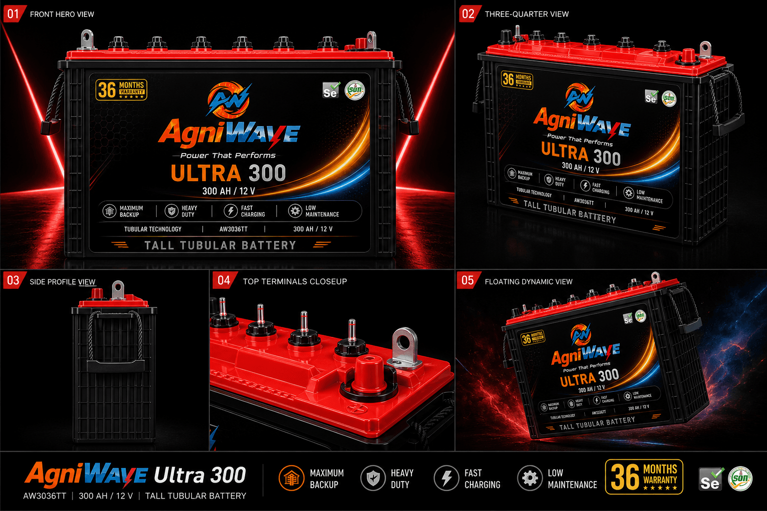 AgniWave Prime 150 tall tubular battery product views - view 1